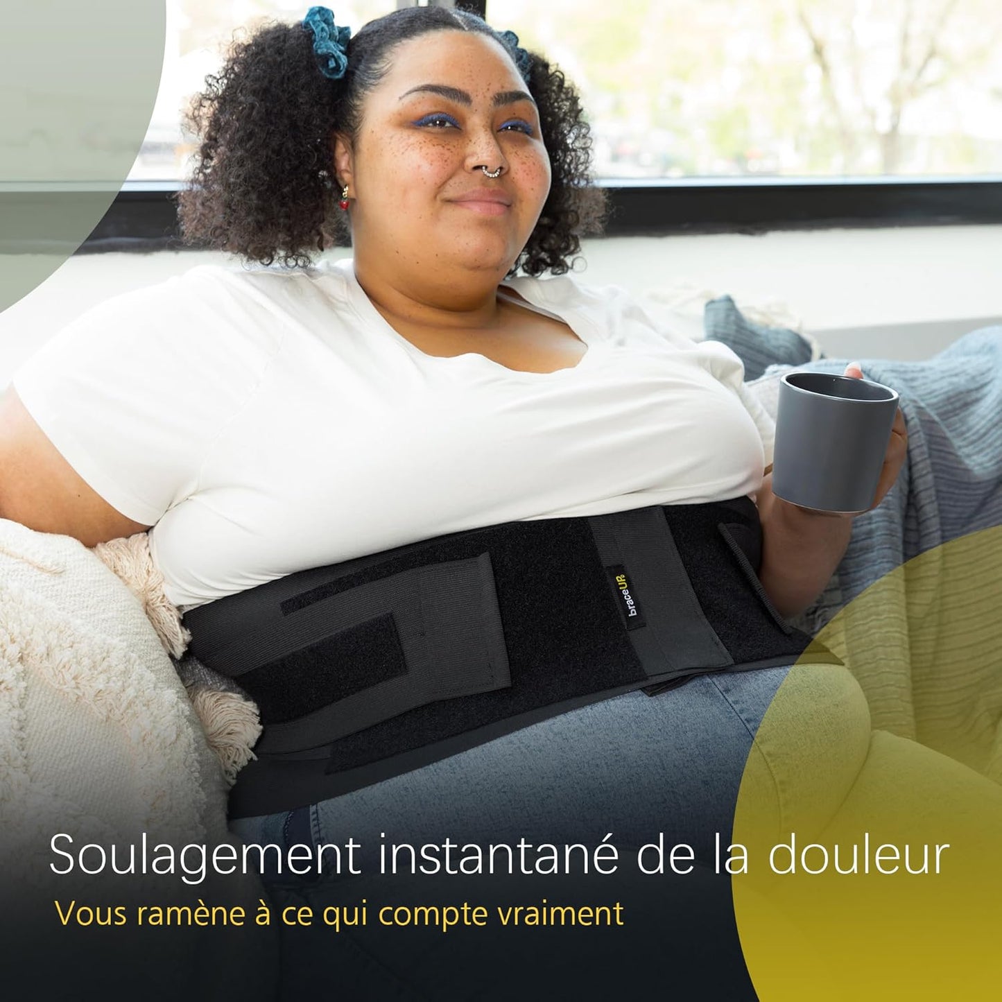CEINTURE LOMBAIRE ORTHOPÉDIQUE RÉGLABLE AVEC AJUSTEMENT CONFORTABLE.