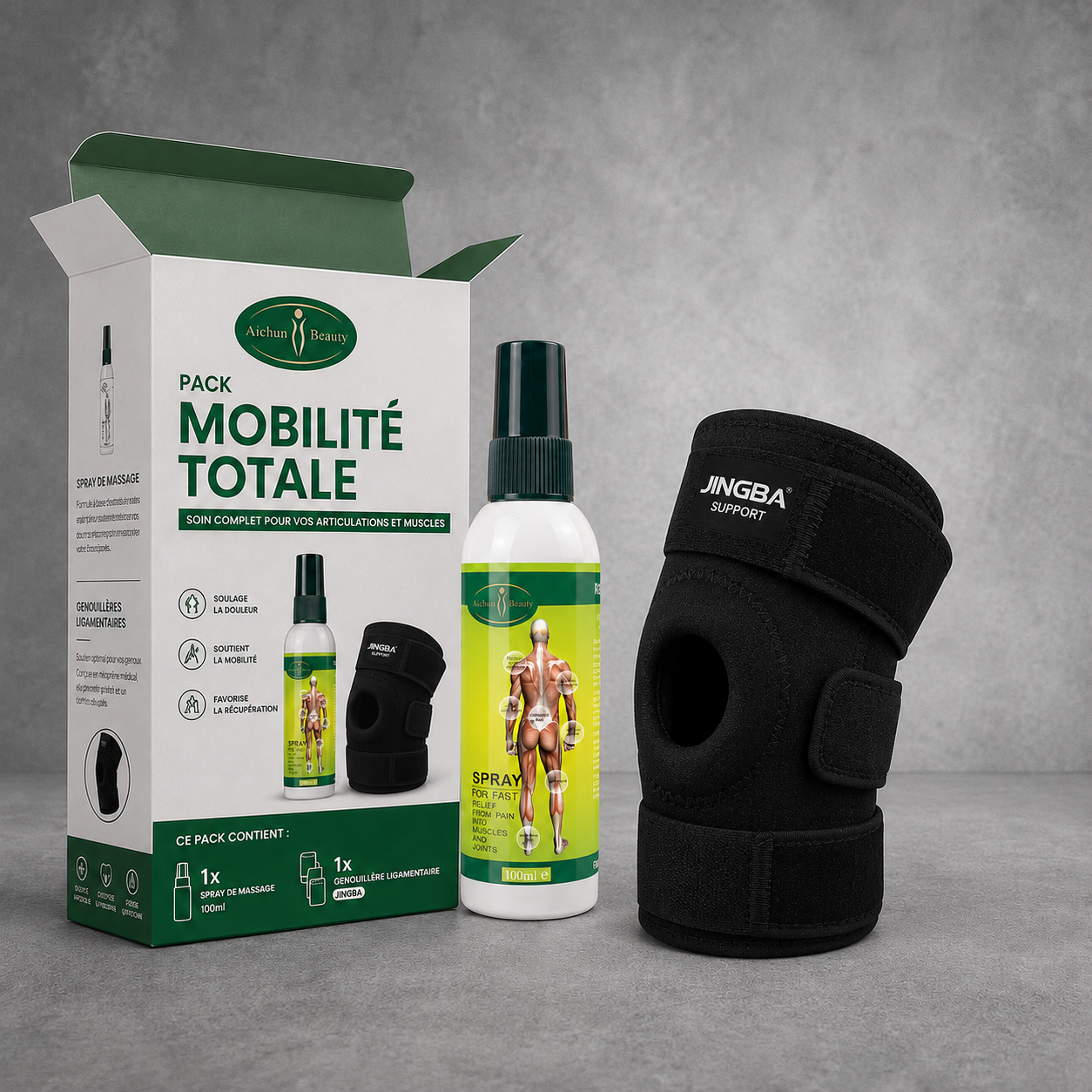 PACK MOBILITÉ TOTALE : Genouillère Ligamentaire Arthrose + Crème ou Spray Rapid Relief ( Livraison 1000F )