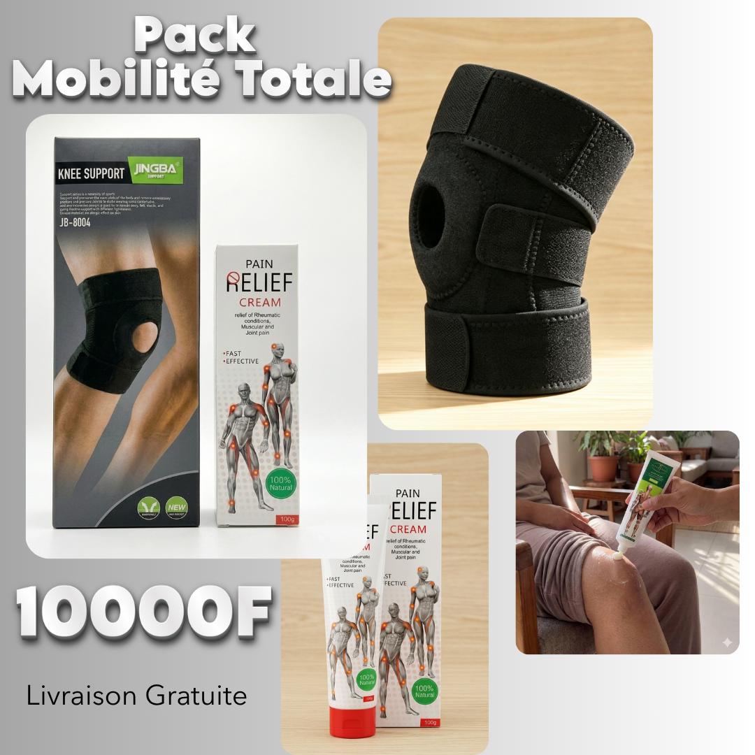 PACK MOBILITÉ TOTALE : Genouillère Ligamentaire Arthrose + Crème Rapid Relief ( Livraison Gratuite )