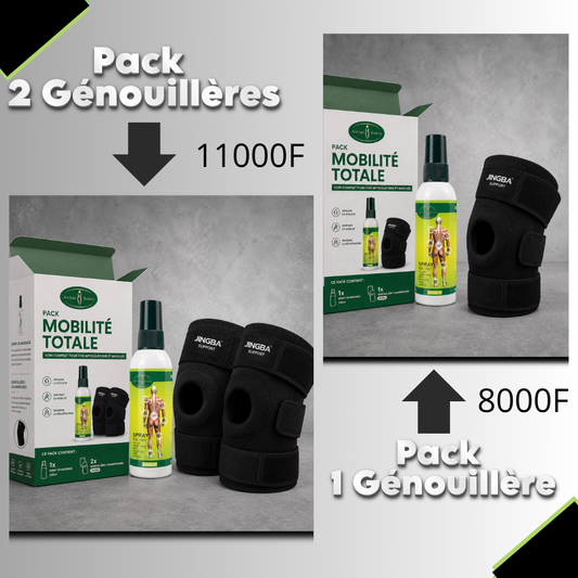 PACK MOBILITÉ TOTALE : Genouillère Ligamentaire Arthrose + Spray Rapid Relief ( Livraison 1000F )