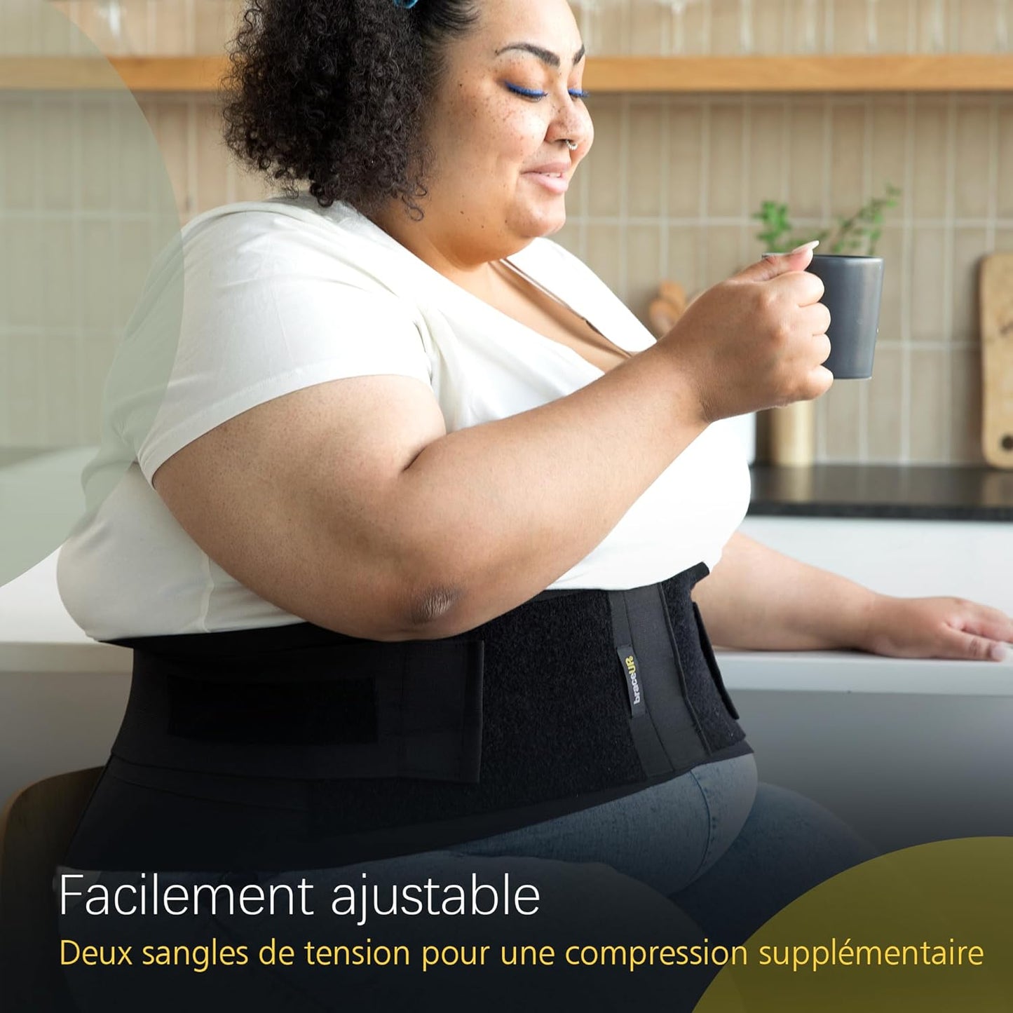 CEINTURE LOMBAIRE ORTHOPÉDIQUE RÉGLABLE AVEC AJUSTEMENT CONFORTABLE.