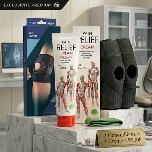 Deux Génouillères plus Une Crème de massage multifonctionnelle. Livraison à partir de 1000F