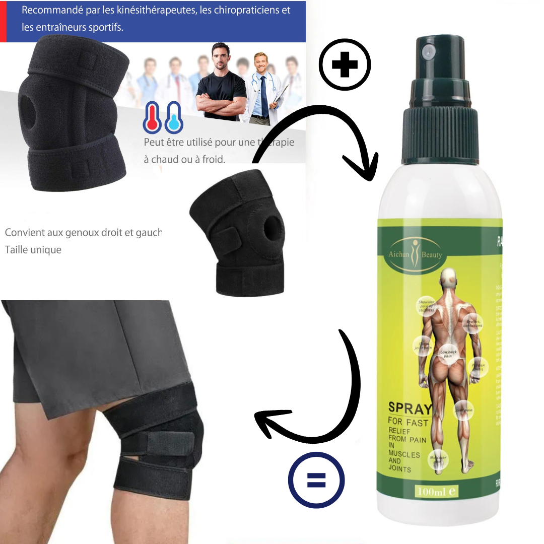 PACK MOBILITÉ TOTALE : Genouillère Ligamentaire Arthrose + Crème ou Spray Rapid Relief ( Livraison 1000F )
