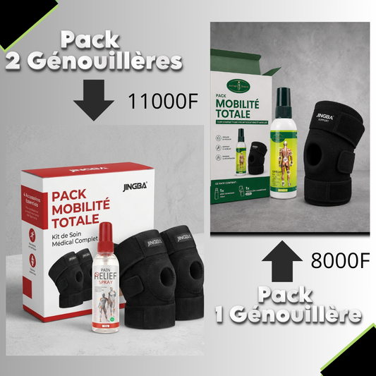 PACK MOBILITÉ TOTALE : Genouillère Ligamentaire Arthrose + Spray Rapid Relief ( Livraison 1000F )