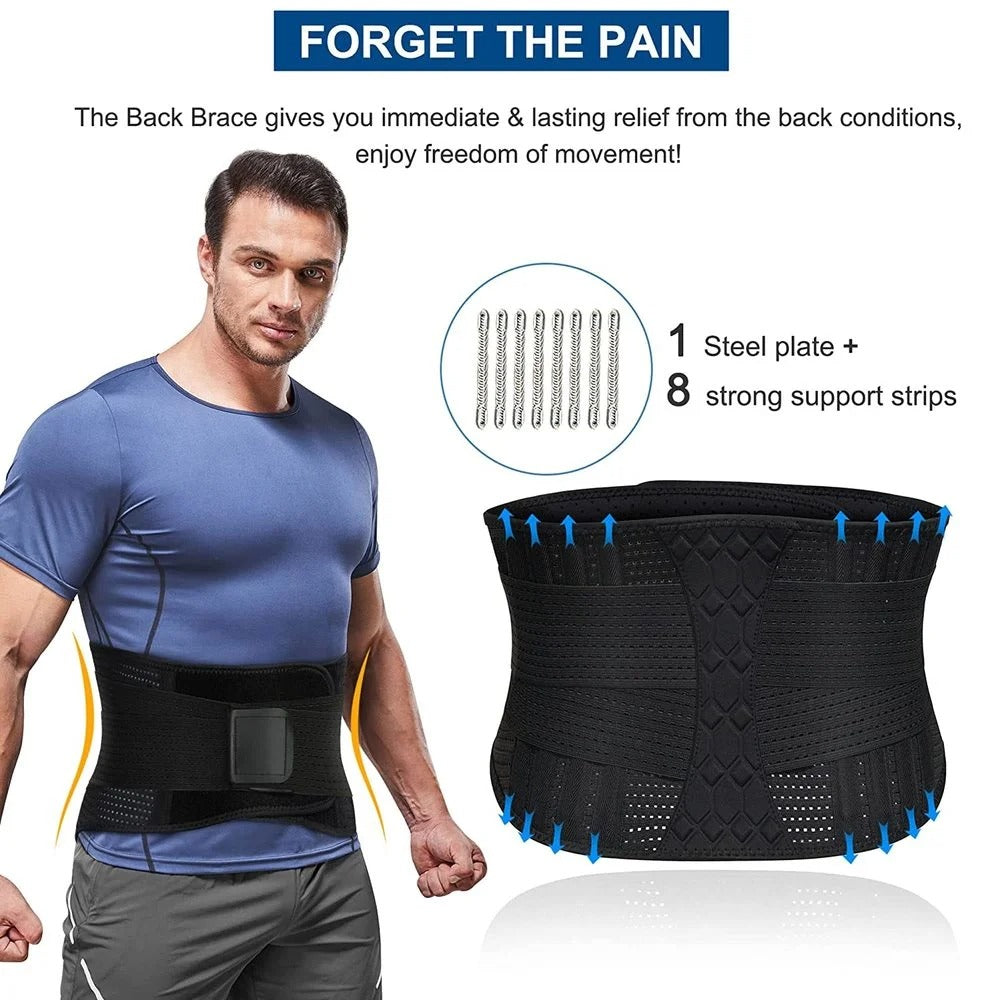 CEINTURE LOMBAIRE ORTHOPÉDIQUE RÉGLABLE AVEC AJUSTEMENT CONFORTABLE.